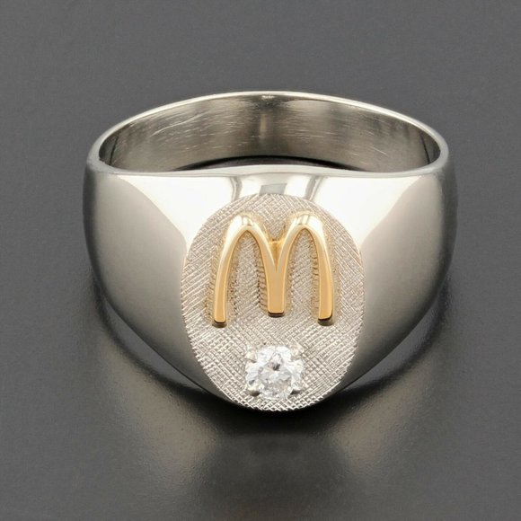 McDonald's 10k Golden Arches Ring  .13ct Diamond - Picture 2 of 2